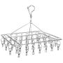 whatUneed Laundry Clothesline Hanging Rack, Stainless Steel Drying Clothes Hanger, Multiple Function Windproof Pegs Hook for Drying/Socks/Underwear/Clothes/Towels (36 Pack)