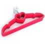 Mongjim 10pcs 42x23x0.5cm Heart Style Plastic Flocking Clothes Hangers Rose Red
