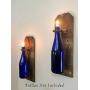 Set of 2 - Reclaimed Rustic Wood Wine Bottle Oil Lamp Wall Sconces- Industrial, Steampunk, Rustic Cottage Chic style