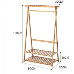 KXBYMX Bamboo Coat Rack Clothing Rack Clothes Hanger 2 Layer Shoes Rack Shelf Laundry Storage Rack -Multifunctional Coat Rack (Size : 160cm)