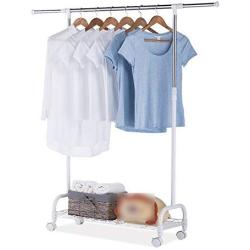 HPLL Drying Rack Simple Lifting Balcony Drying Rack Floor-standing Stainless Steel Telescopic Bedroom Hanger Clothes hanger (Color : Ivory white)