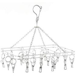 KIPB Stainless Steel Clothes Hangers Double Lines Square Laundry Hanger Clothes Drying Hanger with Clips