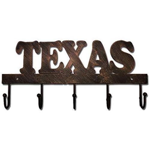 Texas Metal Key Holder Hooks Clothes Hanger Western Vintage Home Letters (Bronze)