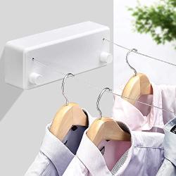 BESy Retractable Clothesline with Adjustable Stainless Steel Double Rope String Hotel Style Heavy Duty for Bathroom, Wall Mounted Laundry Drying Line for Shower, 13.8 Feets Indoor Clothes Line, White