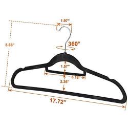 Richman789 100 Pcs Hangers Clothes Coat Hanger Pants Tie Belt Scarf Pack Non Slip Velvet Flocked 360° Rotatable