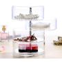 Womdee Makeup Organiser 360 Degrees Rotating Cosmetic Organizer Drawers Jewelry Storage Boxes Crystal Acrylic Perfume Display Stand for Dresser Bedroom Bathroom