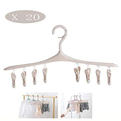 HJYPYJ Magic Hanger,Household PP Multi-Clip Folding Hanger,Durable Space-Saving Organizer Hangers, Not Easily Deformed/Beige / 20 pcs HJYPYJ Magic Hanger,Household PP Multi-Clip Folding Hanger,Durable Space-Saving Organizer Hangers, Not Easily Deformed/Beige / 20 pcs