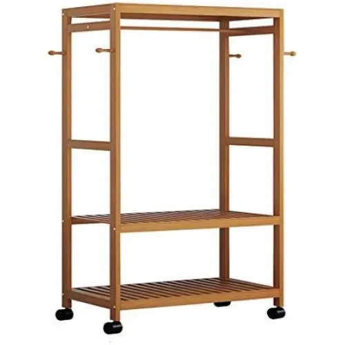 LF Floor-Standing Coat Rack,Bedroom Simple Hangers Solid Wood Assembly Rack Mobile Hangers Clothes Stand 80CM (Size : 99cm)