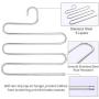 SAVICOS Pants Hangers S-Shape Trousers Hangers Stainless Steel Clothes Hangers Closet Space Saving for Pants Jeans Scarf Hanging Silver (4 Pack)