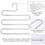 SAVICOS Pants Hangers S-Shape Trousers Hangers Stainless Steel Clothes Hangers Closet Space Saving for Pants Jeans Scarf Hanging Silver (4 Pack)