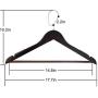 High-Grade Wooden Suit Hangers 16 Pack with Non Slip Pants Bar - Smooth Finish Solid Wood Coat Hanger with 360° Swivel Hook and Precisely Cut Notches for Camisole, Jacket, Pant, Dress Clothes Hangers