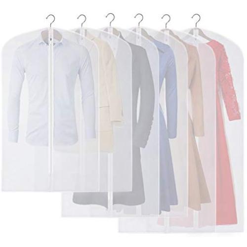 CM CUMIZON Garment Bags Translucent Hanging Garment Covers (Set of 6) for Dance Costumes Gown Dress Clothes Storage 24" x 40"/50"/60"