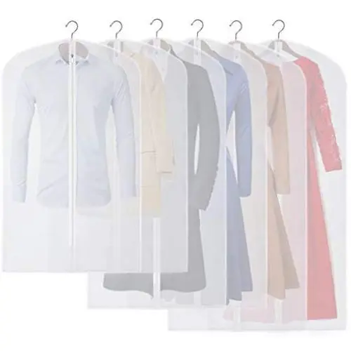CM CUMIZON Garment Bags Translucent Hanging Garment Covers (Set of 6) for Dance Costumes Gown Dress Clothes Storage 24" x 40"/50"/60" CM CUMIZON Garment Bags Translucent Hanging Garment Covers (Set of 6) for Dance Costumes Gown Dress Clothes Storage 24" x 40"/50"/60"