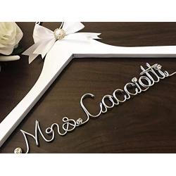 Wedding Dress Hangers - FAST SHIPPING Personalize Bridal Hanger, Wedding Gown Hanger, Name hanger, One Line basic Hanger, 30+ Ribbon Color to Choose from