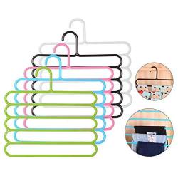 5 Layers Non-Slip Multifunctional Clothes Hangers Pants Storage Hangers Cloth Rack Multilayer Storage Scarf Tie Rack Hanger 10PC Random Color