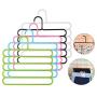 5 Layers Non-Slip Multifunctional Clothes Hangers Pants Storage Hangers Cloth Rack Multilayer Storage Scarf Tie Rack Hanger 10PC Random Color