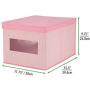 mDesign Decorative Soft Stackable Fabric Closet Storage Organizer Holder Boxes - Clear Window, Attached Lid, for Child/Kids Room, Nursery - Large, Collapsible Foldable - Herringbone Print, 2 Pack - Pink mDesign Decorative Soft Stackable Fabric Closet Storage Organizer Holder Boxes - Clear Window, Attached Lid, for Child/Kids Room, Nursery - Large, Collapsible Foldable - Herringbone Print, 2 Pack - Pink