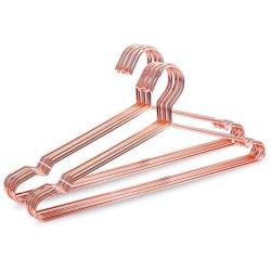 10pcs Rose Gold Metal Clothes Shirts Hanger with Groove, Heavy Duty Strong Coats Hanger, Suit Hanger