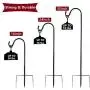 ExcMark Shepherd Hook 32 inch 1/2 inch Thick Use at Weddings, Hanging Solar Lights, Lanterns, Bird Feeders, Metal Hanger Hook (1, Black)