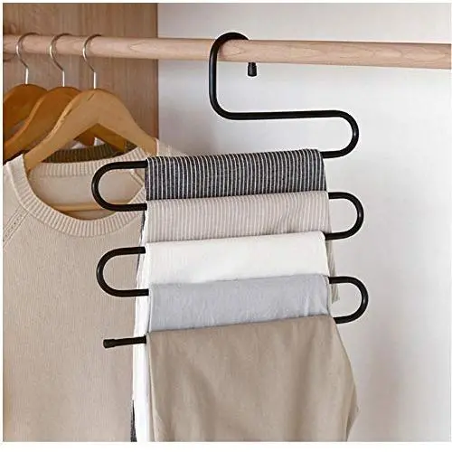 Multifunctional Clothes Hangers 5 Layer 5pcs S Shape Pants Storage Hangers Cloth Rack Multilayer Storage Organization Drying Hanger
