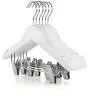 HANGERWORLD 30 White Wooden 11.8inch Kids Coat Clothes Garment Top Clip Hangers Closet Set Baby Toddler HANGERWORLD 30 White Wooden 11.8inch Kids Coat Clothes Garment Top Clip Hangers Closet Set Baby Toddler