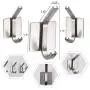 NEXCURIO Self Adhesive Hooks/Towel Hooks-Heavy Duty Wall Hanger Hanging for Robe Coat Bag Stick on Wall - Bathroom Kitchen Office Organizer, Brushed Stainless Steel (4 Pack)