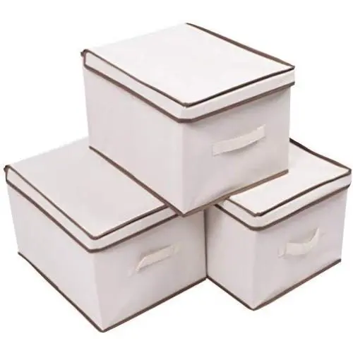 Amborido Bins Drawers Storage Orgarnaizer Dustproof Boxs 3 Pack Beige Amborido Bins Drawers Storage Orgarnaizer Dustproof Boxs 3 Pack Beige