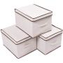 Amborido Bins Drawers Storage Orgarnaizer Dustproof Boxs 3 Pack Beige