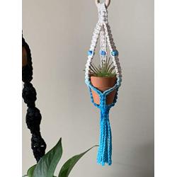 Macrame Mini Plant Hanger. Rear View Mirror Car Charm. Unique Car Accessories. Boho Car Charms.