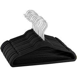 Namcyanly 10 Pack 11" Non-Slip Velvet Flocked Childrens Clothes Hangers Baby Drying Rack Anti-Rust Shiny Chrome Hooks (28 cm/11.02 inch, Black, 10 Pack)