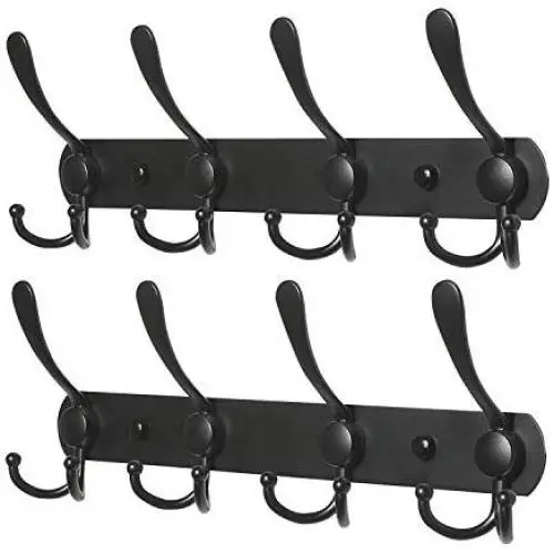 BAOEF Coat Hat Hook,Metal Robe Rail Rack Towel Hanger with Flared Tri-Hook,Colset Organizer for Home,Entryway,Office,Keys,Scarf,Jacket,Backpack,Wall Mounted,Black,2 Packs BAOEF Coat Hat Hook,Metal Robe Rail Rack Towel Hanger with Flared Tri-Hook,Colset Organizer for Home,Entryway,Office,Keys,Scarf,Jacket,Backpack,Wall Mounted,Black,2 Packs
