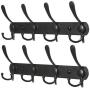 BAOEF Coat Hat Hook,Metal Robe Rail Rack Towel Hanger with Flared Tri-Hook,Colset Organizer for Home,Entryway,Office,Keys,Scarf,Jacket,Backpack,Wall Mounted,Black,2 Packs