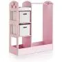 Guidecraft See and Store Dress-up Center ? Pink: Pretend Play Costume Storage Wardrobe for Kids with Mirror & Shelves, Armoire with Bottom Tray, Toddlers Room Furniture