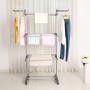 Homgrace 3-Tier Foldable Rolling Clothes Drying Rack with Commercial Grade Wheels Stainless Steel Dryer Garment Hanger Stand Indoor Outdoor (Grey)