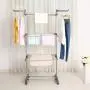 Homgrace 3-Tier Foldable Rolling Clothes Drying Rack with Commercial Grade Wheels Stainless Steel Dryer Garment Hanger Stand Indoor Outdoor (Grey)