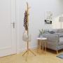BAMEOS Bamboo Tree Coat Rack Stand- Easy Assembly NO Tools Required - 3 Adjustable Sizes Free Standing Coat Rack, Coat Hanger Stand for Clothes, Suits, Accessories(8 Hooks,Natural Color)