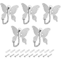 Coat Hooks Wall Mounted Metal Hooks Butterfly Style Coat Hanger 5 PCS