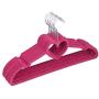 10pcs Random Color Non-Slip Ultra-Thin 360 Degree Swivel Flocked Adult Clothes Hangers with Heart Tie Bar Notched Shoulders for Garment