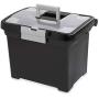 Portable File Storage Organizer Boxes Heavy Duty Sturdy with Lid for Filing Files, Letters,Folders,Spacious-School&Office Supplies-Black