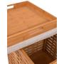 BIRDROCK HOME Bamboo Storage Ottoman - Storage Boxes - Reversible Linen Cushioned Top and Serving Tray - Natural Spa Ottoman