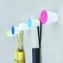 WINGOFFLY 3PCS Decorative Wooden Wall Mounted Hanging Coat Hat Hooks Modern Colorful Clothes Hanger Handemade Craft Rack(Blue& Wathet& White)