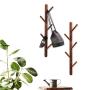 YOYAI Wood Coat Rack Hooks Wall Mounted Wood Wall Hooks Hat Rack Towel Hanger Detachable Modern Design Handcraft Tree Branch Heavy Duty Peg Rack(Black Walnut 5 Hooks)