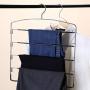 Corodo Black Pants Hangers 3 Pack, No Slip Multi Pant Hanger for Jeans Trousers, Skirts, Scarf, 5 Tier Swing Arm Pant Rack