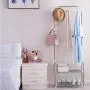 WZP Clothing Display Stand,Home Entrance Hall Living Room Bedroom Coat Rack,One Economic Stainless Steel Shoe Rack Hanger More Storage/White/As Shown
