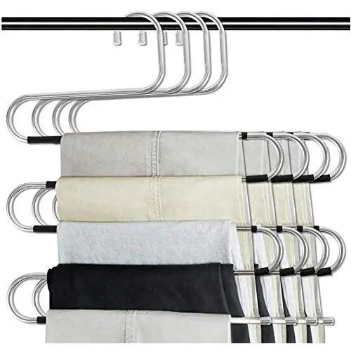 5pcs 3 Layers S Shape Clothes Pants Hangers Cloth Rack Multilayer Storage Organizer Closet Stainless Steel Multifunctional 5pcs 3 Layers S Shape Clothes Pants Hangers Cloth Rack Multilayer Storage Organizer Closet Stainless Steel Multifunctional