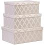 Toys Storage Bins 3-pcs Set - Fabric Decorative Storage Boxes with Lids - Shelf Closet Organizer Basket - Decor Nesting Boxes - Stylish Gift Boxes with Lids, Large/Medium/Small Sizes (Off White) Toys Storage Bins 3-pcs Set - Fabric Decorative Storage Boxes with Lids - Shelf Closet Organizer Basket - Decor Nesting Boxes - Stylish Gift Boxes with Lids, Large/Medium/Small Sizes (Off White)