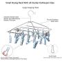 Foldable Clip and Drip Hanger, Sock Hanger Underwear Hanger with 24 Clothespins, Hanger for Drying Towels, Bras, Baby Clothes, Gloves, Stainless Steel Portable Laundry Sock Drying Rack, Small
