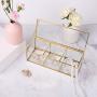 Feyarl Gold Glass Jewelry Trinket Boxes Storage Container Ring Earring Holder Clear Glass Decorative Boxes Beauty Display