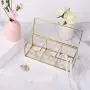 Feyarl Gold Glass Jewelry Trinket Boxes Storage Container Ring Earring Holder Clear Glass Decorative Boxes Beauty Display