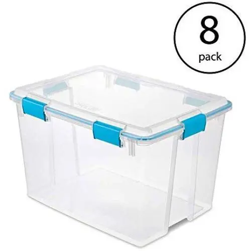 STERILITE 80 Quart Plastic Home Storage Gasket Boxes Container, Clear (8 Pack) STERILITE 80 Quart Plastic Home Storage Gasket Boxes Container, Clear (8 Pack)